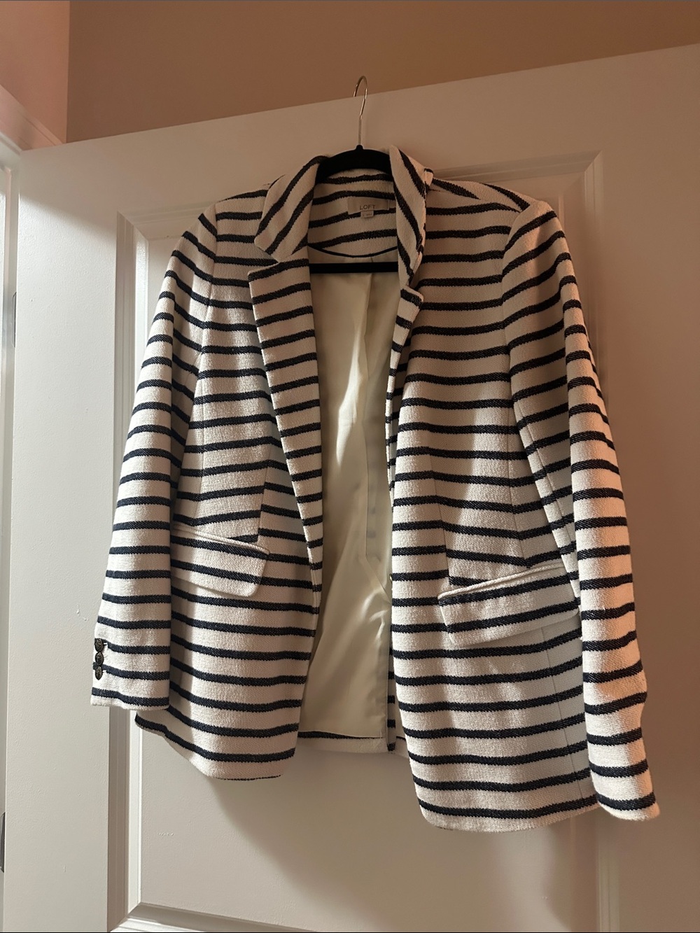 Loft Striped Navy and White Women's Blazer Jacket